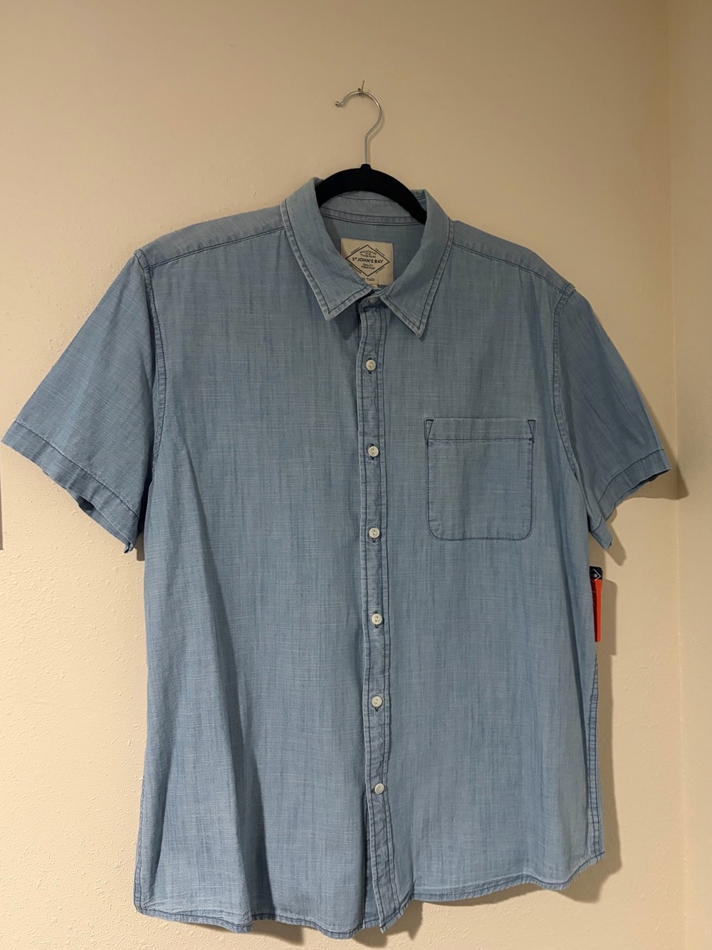 St. John's Bay Light Blue Short-Sleeve Button-Down Shirt